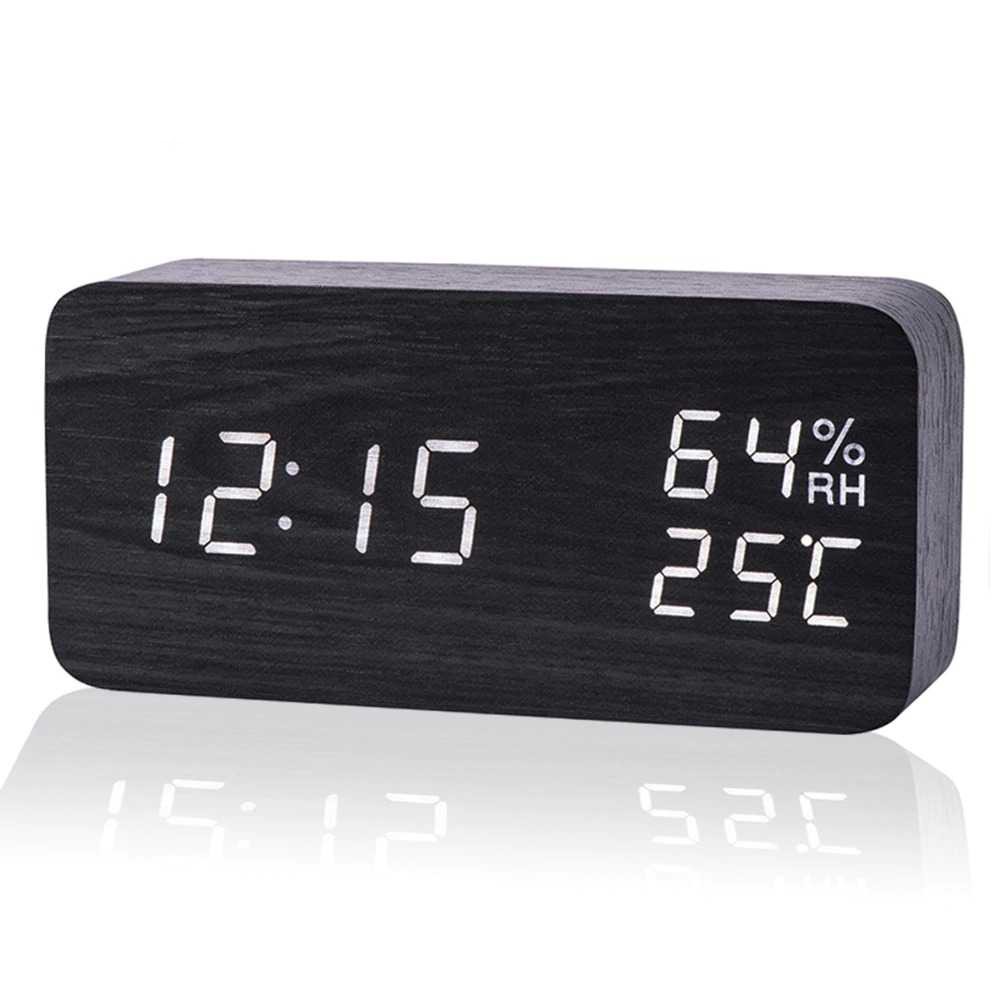 Jam Digital Meja LED Clock Temperature Humidity Kamar Ruangan