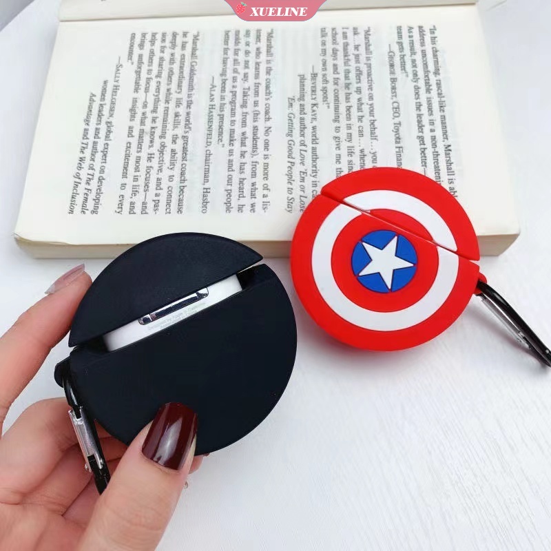 Casing Soft Case Silikon Motif Captain America Untuk AirPods 1 / 2