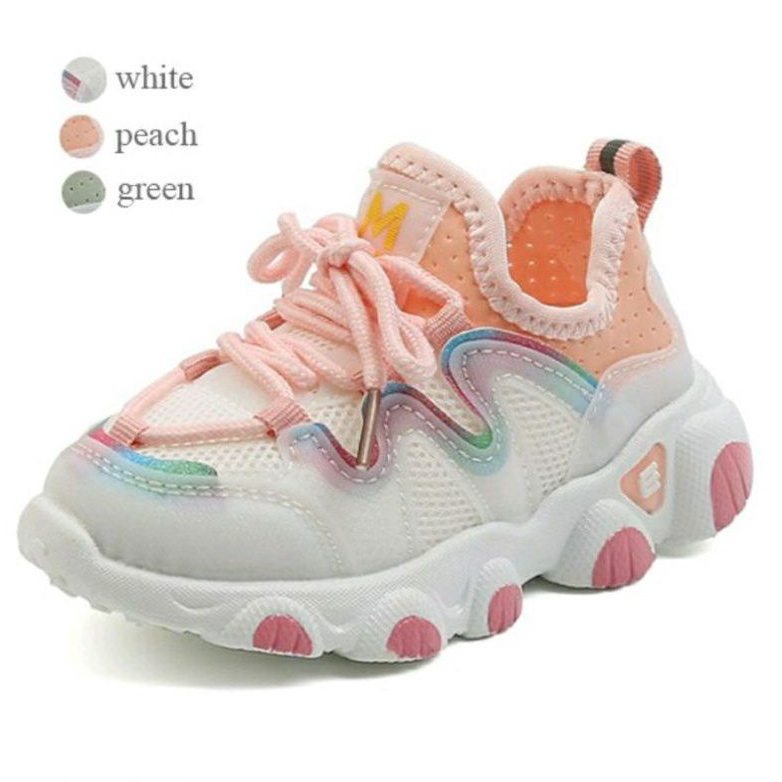 Sepatu import anak perempuan DESNA, Sneaker Casual non LED size 21-30 Sabreena 01, estimasi usia 1-5 tahun ( Non LED)