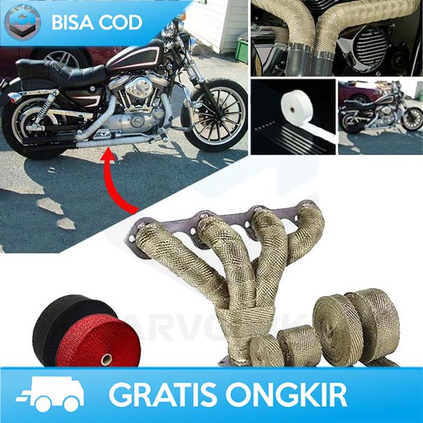 LAKBAN PEREDAM PANAS PEMBUNGKUS KNALPOT EXHAUST WRAP FIBER GLASS MOTOR