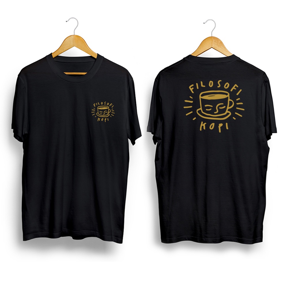 Kaos Tshirt Baju Distro Keren Filosofi Kopi logo Gold Premium Pria Wanita Cotton Combed 30s