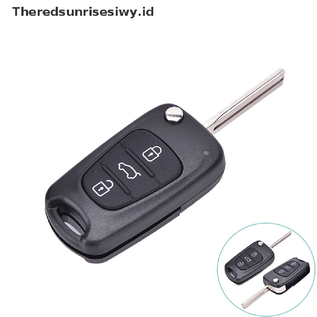 (Theredsunrisesiwy.Id) Rumah / Casing Kunci Remote Lipat 3 Tombol Plastik Warna Hitam Untuk Hyundai I20 I30 Ix35 I35