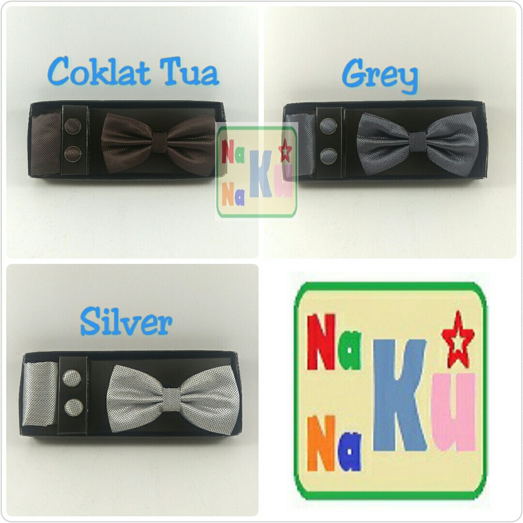 Dasi Kupu - Pocket Square - Cufflink Package Set
