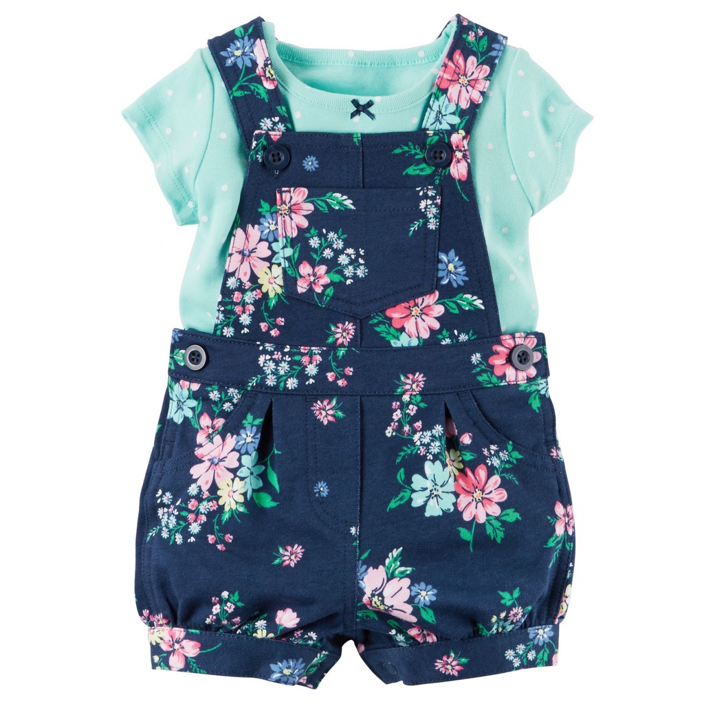 Carter baby girl blue flower overall