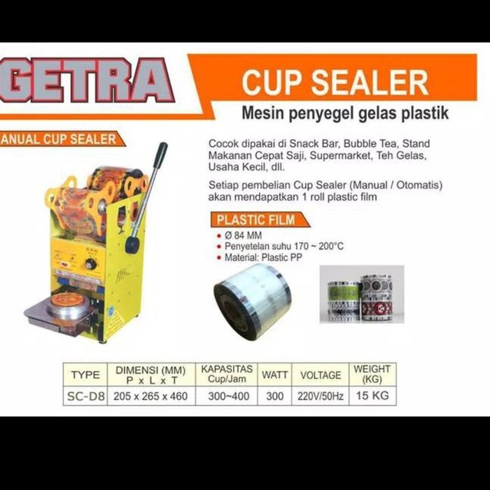 Cup Sealer Getra/ Alat Pres Gelas Plastik (PENGIRIMAN KHUSUS OJEK ONLINE)