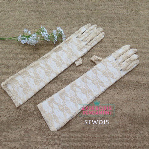 [READY SIAP KIRIM] WEDDING GLOVES SARUNG TANGAN AKSESORIS WANITA LACE NUDE STW015