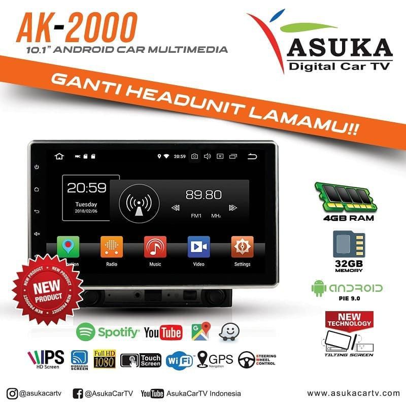 DOUBLEDIN ASUKA AK2000 Android Ram 4GB/32GB DSP Garansi 2 Tahun Tv Mobil