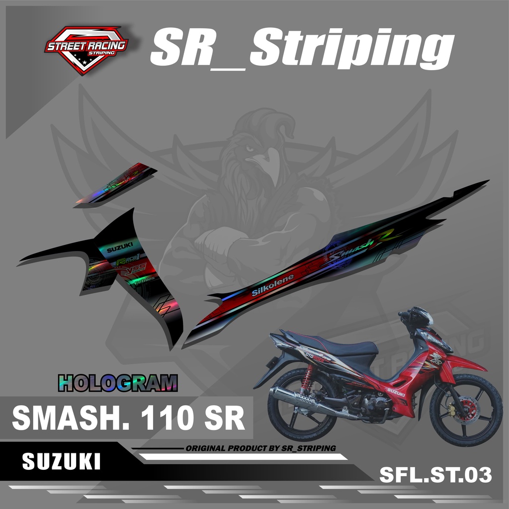 ( HOLOGRAM ) Stiker Striping SMASH 110 Hologram - Sticker Lis Variasi Motor SMASH 110 Motif Racing S
