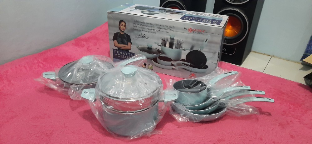 Panci Penggorengan Set / Wajan  Anti Lengket / 9pcs Cookware Set Pastel Supra I Ready Stock!!!