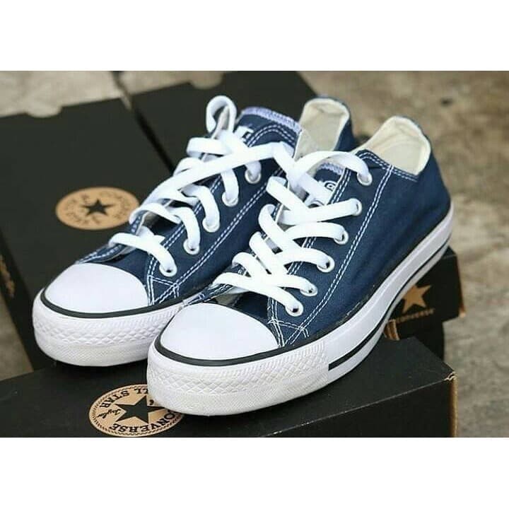 Sepatu Converse All Star Original Low Basic Navy Biru Tua Pendek Ori
