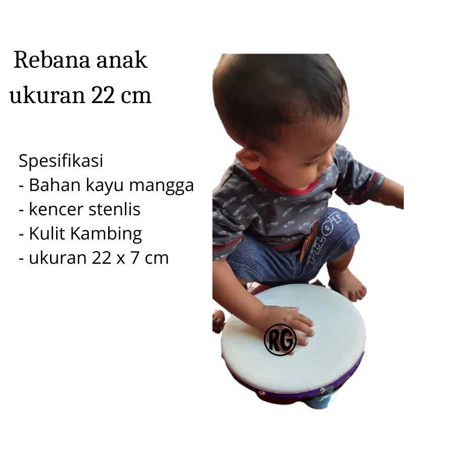 gendang anak mainan anak hadroh ukuran 22 cm rebana anak kompang anak alat musik anak alat musik