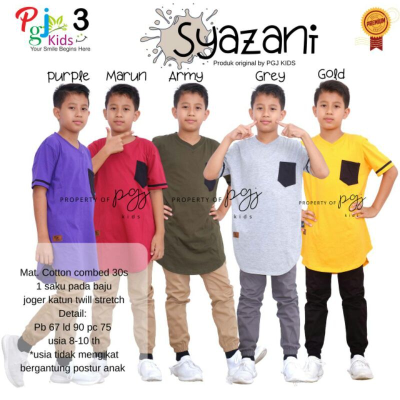 Pakaian Setelan Kurta Anak Laki Syazani by Pgj Kids 8 - 10 th Murah Laris Best seller Modis Modern