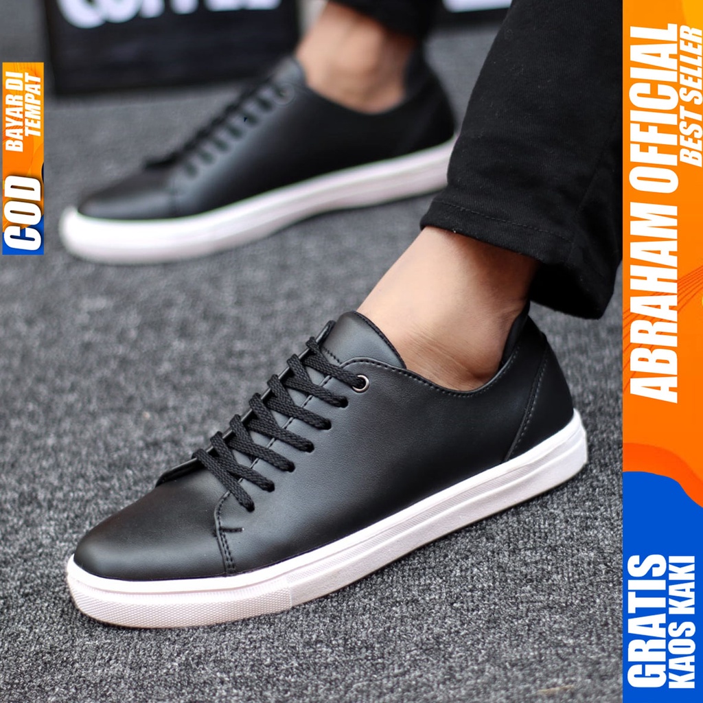 Abraham Troy - Sepatu Casual Sneakers Pria Kerja Santai Hitam