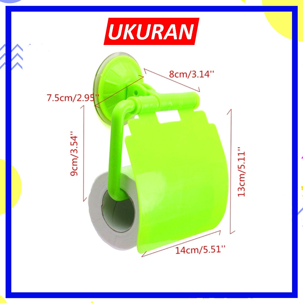 1 Pcs Tempat Tisu Gulung Toilet Roll Holder / Gantungan Tisu Tempel Vacum Sedot Tanpa Paku Tanpa Lem