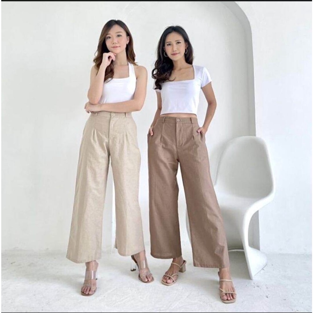 Highwaist Kulot Linen Premium Laura Slim Kulot Highwaist / Kulot Linen SEOUL / long pant linen / celana linen