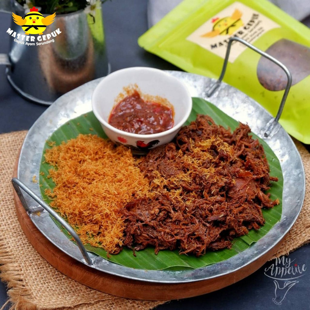 

Gepuk Ayam Suwir Serundeng (Rasa Manis Asin) | Empal | Oleh-Oleh Bandung by Master Gepuk