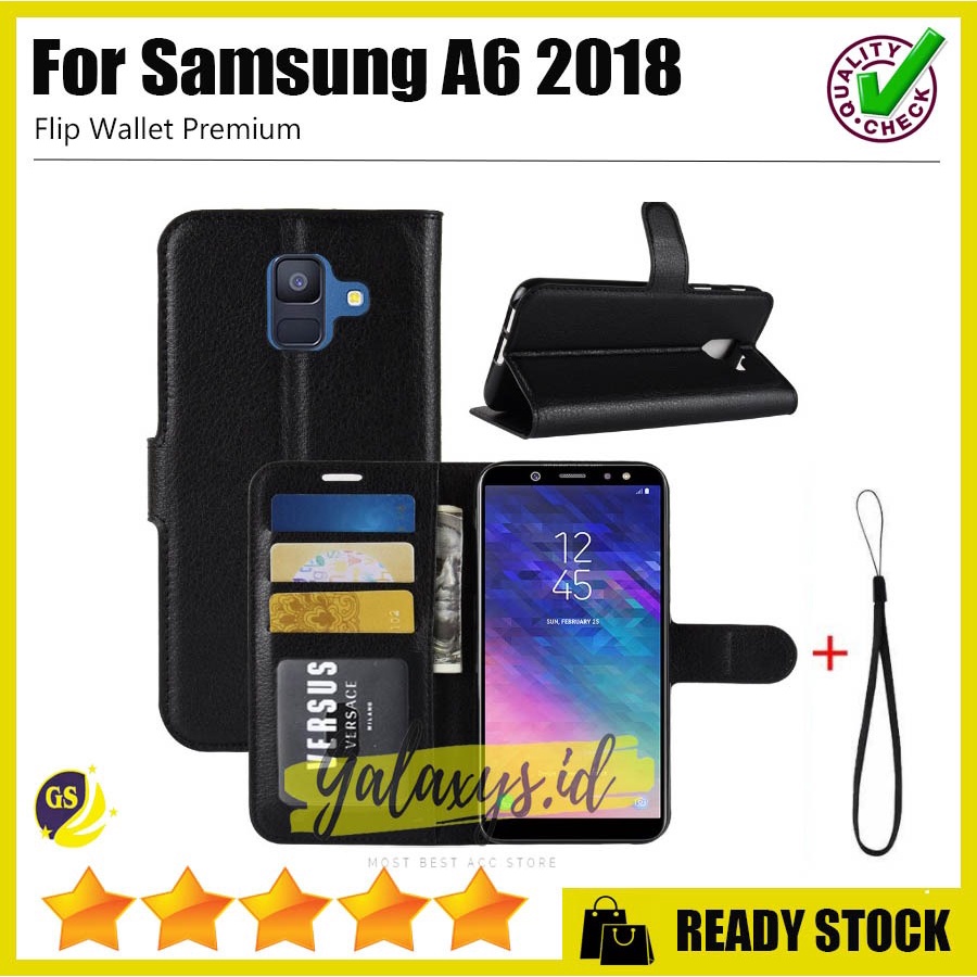 Case Samsung J4 J6 J6+ A6 A6+ A8 Plus A01 Core A5 A7 2017 A9 2018 Flip Cover Wallet Dompet Casing