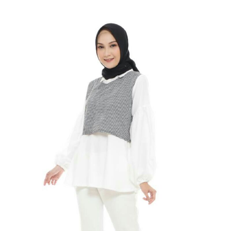 Baju Atasan Muslim Wanita Yuzu Blouse Hitam