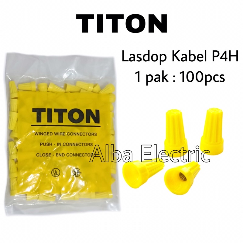 Lasdop 4mm P4H Yellow TITON 1 Pak (100 pcs) Lasdop Kuning Lasdop Penutup Sambungan Kabel Conector kabel Pengaman Kabel Penyambung Kabel