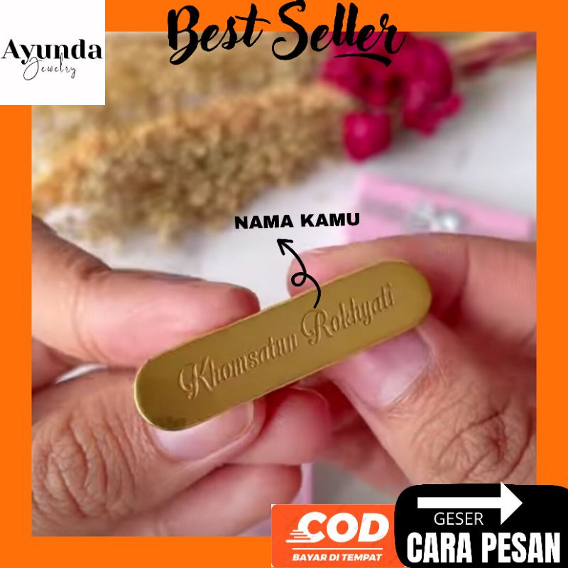 Bros Nama Custom Lapis emas anti karat Brooch Custom