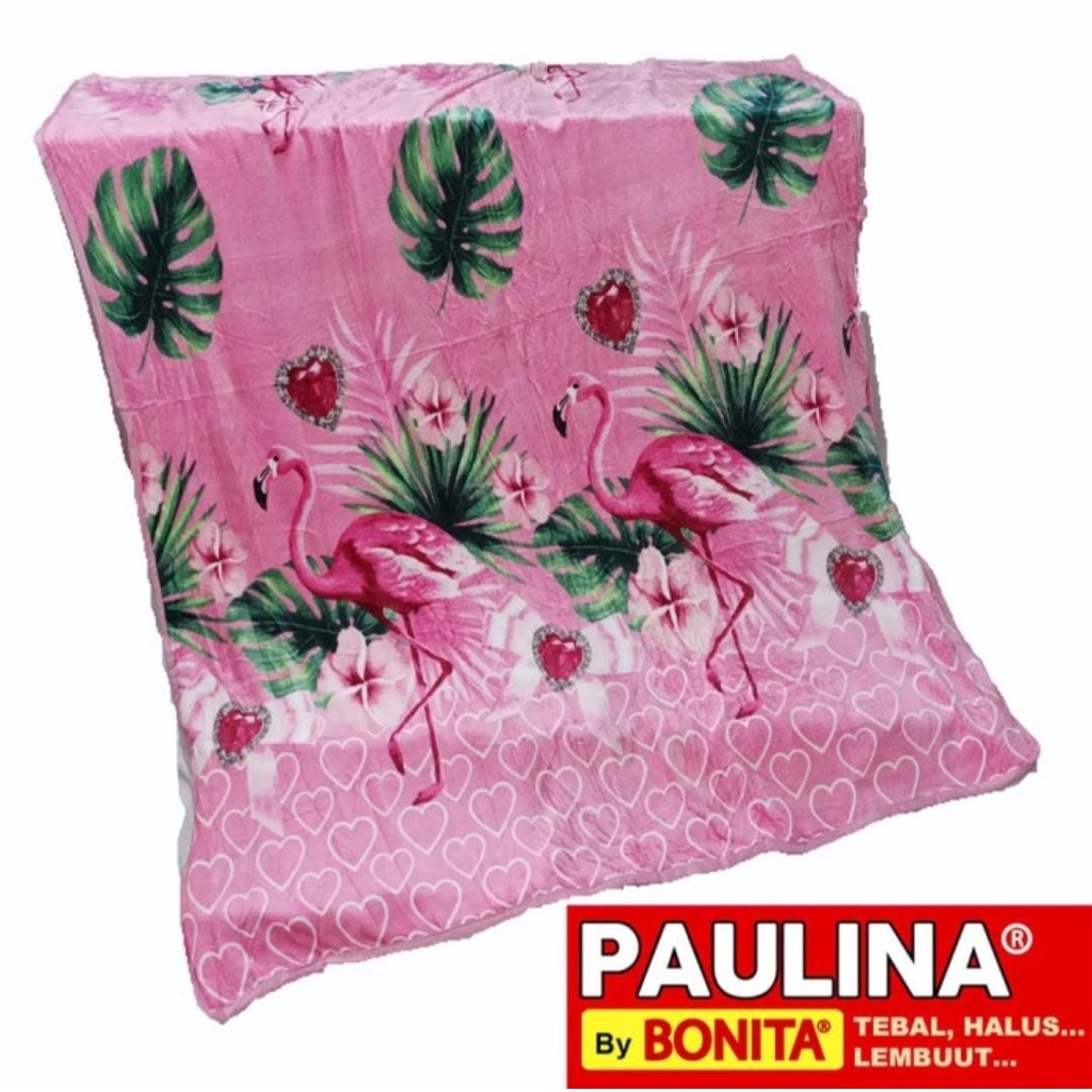 Selimut Bulu Halus 160x200 Tebal Motif BEAUTY FLAMINGGO Dewasa Keren PAULINA by BONITA Terlaris Termurah Berkualitas