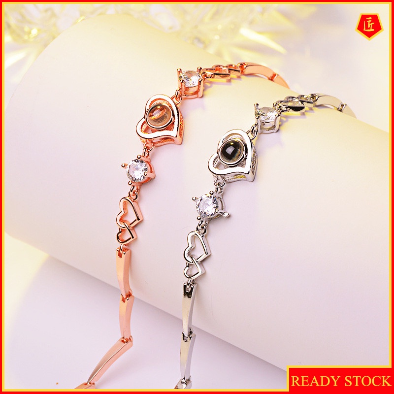 [Ready Stock]Simple Elegant Heart-Shaped 925 Silver Bracelet