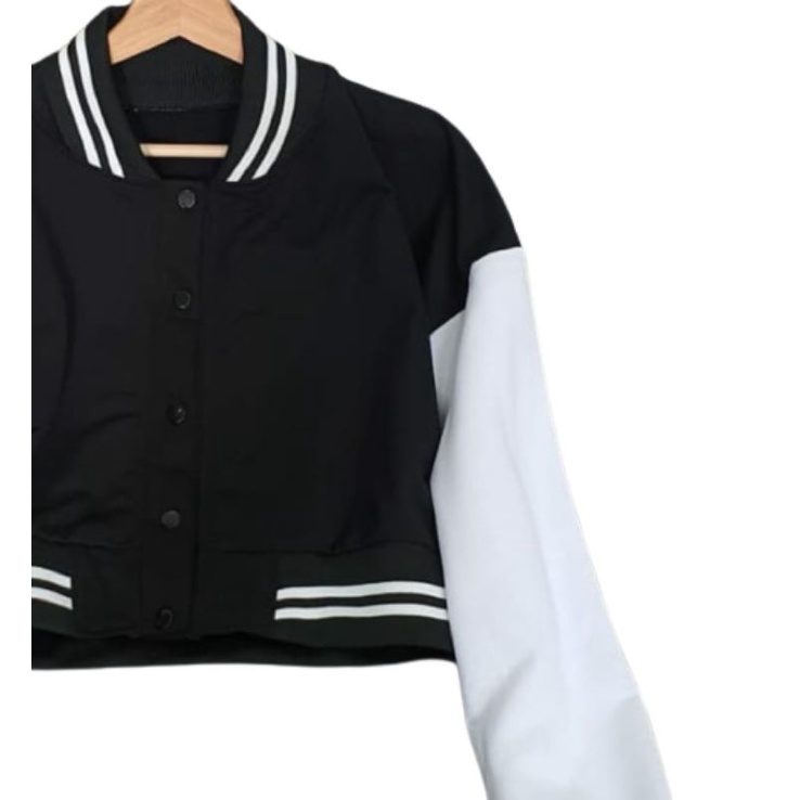 Baseball Crop Varsity Sweater - Sweater Varsity crop wanita | Jaket Korean Style Wanita