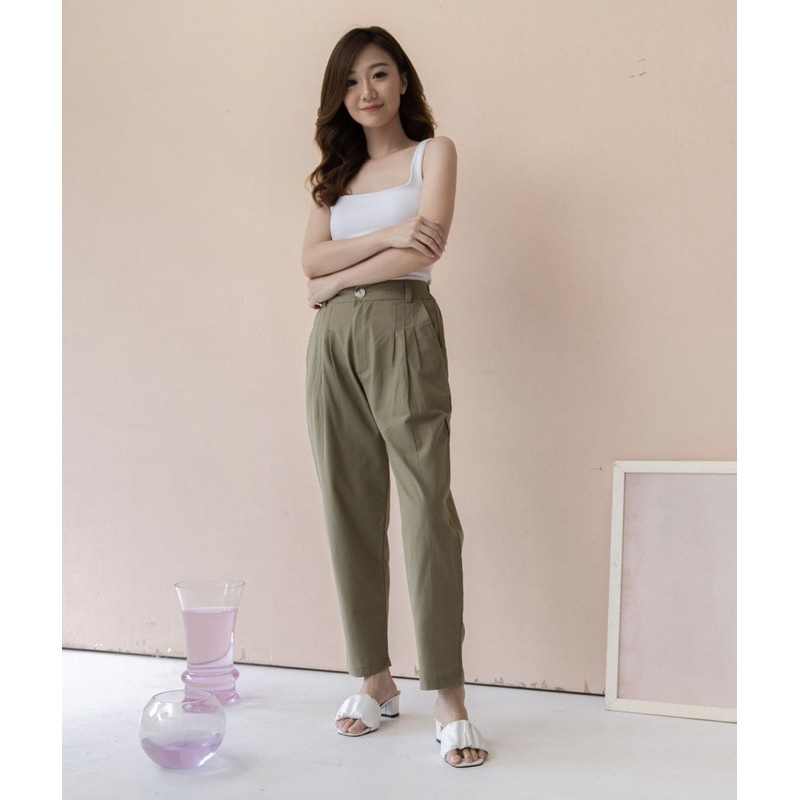 SIVALI Celana Linen Highwaist Bahan Rami Linen Cullotes Baggy Pants 2226