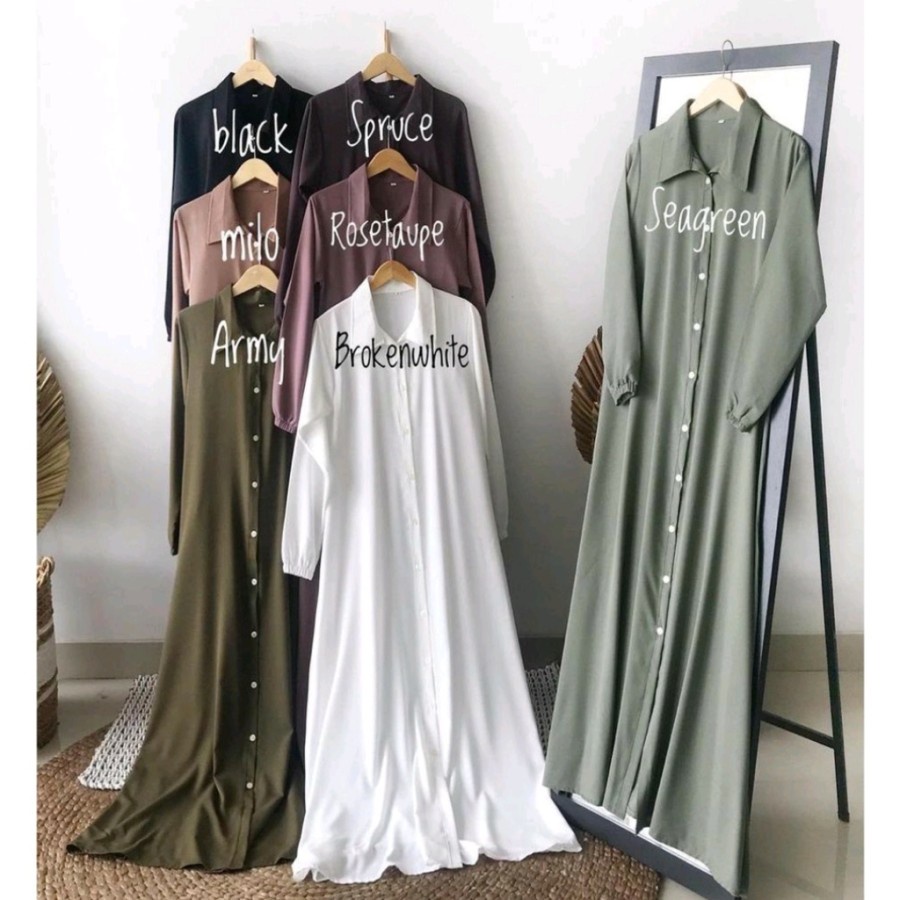 GAMIS NIDIA FULL KANCING BUSUI BUMIL DRESS MOSCREPE BAJU GAMIS TERBARU