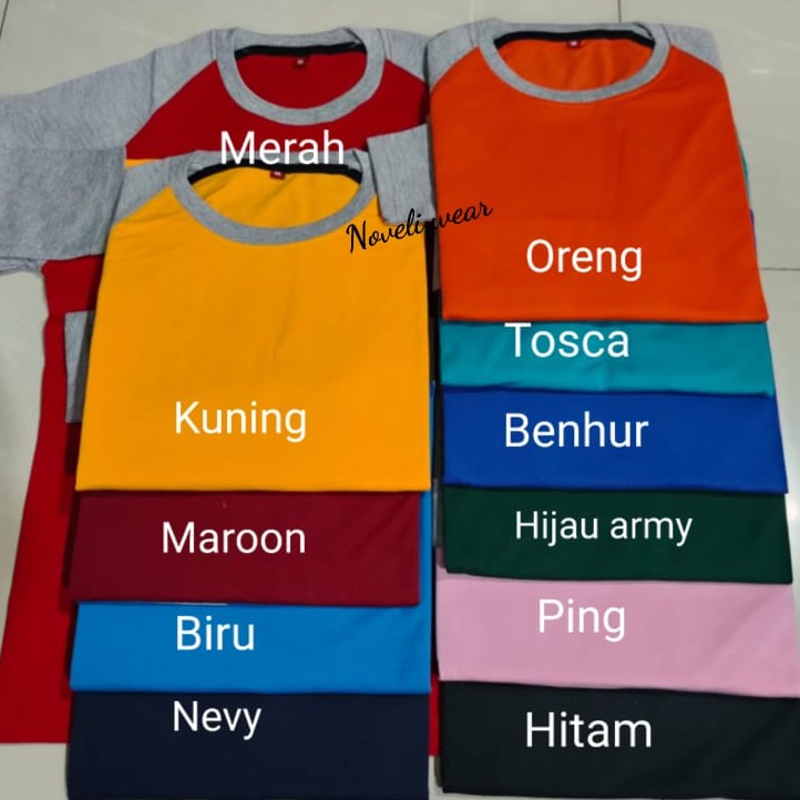 Noveli wear - Kaos polos reglan warna kombinasi lengan panjang Abu Misty | baju kaos raglan polos seragam pria wanita size M L XL