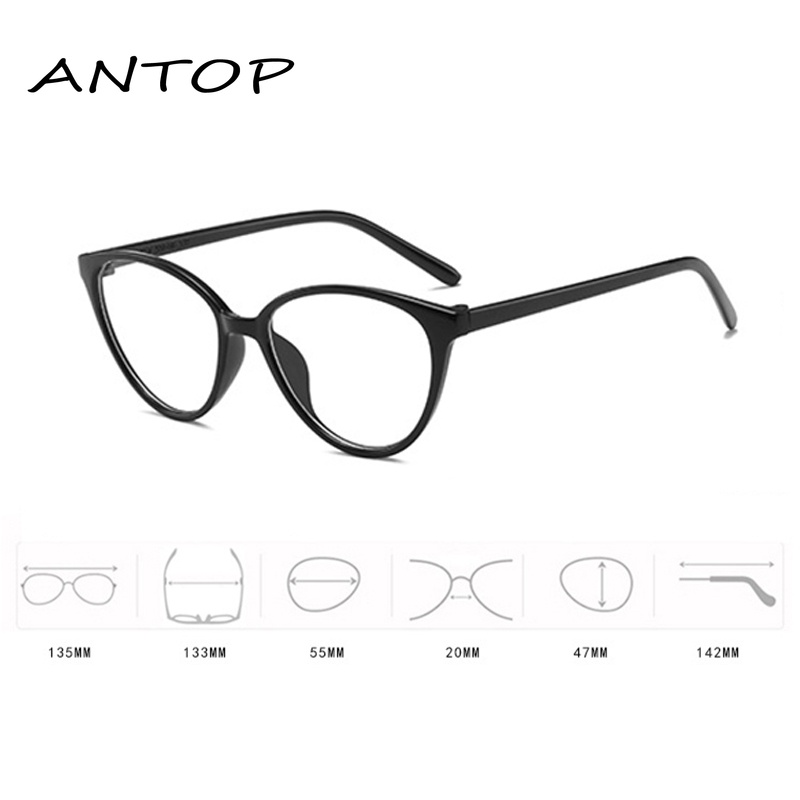 Kacamata Korea Wanita Kacamata Anti Radiasi Retro Wanita Fashion Cat Eye Eyeglasses Versatile Optical Glasses ANTOP