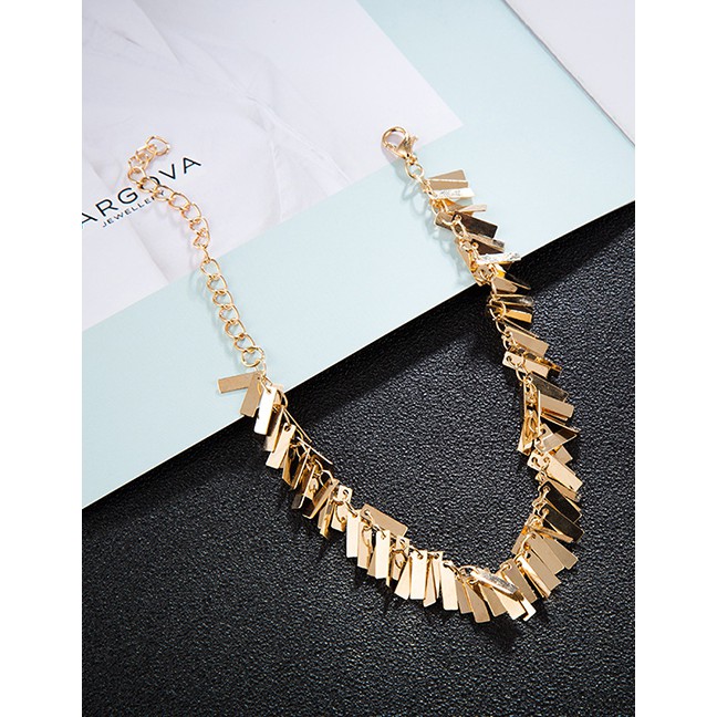 LRC Gelang kaki Fashion Gold Alloy Geometric Rectangular Sequined D94581