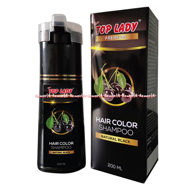 Top Lady Premium 200ml Hair Color Shampoo Natural Black Toplady Sampoo Pewarna Rambut Hitam Alami Black Colour Menutupi Uban 200 ml