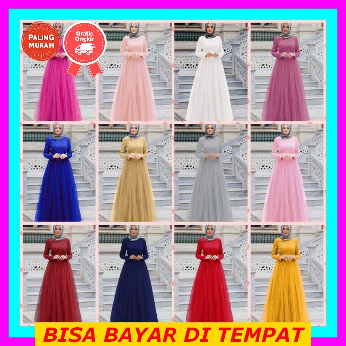 Baju Gamis Wanita Brukat Seragam Pesta Kondangan Duyung Terbaru 2021 Model Kekinian Polos Bahan Brok