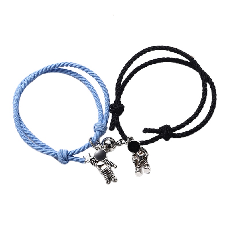 Siy Gelang Tali Kepang Elastis Dengan Charm Astronot Magnetik Untuk Pasangan / Sahabat