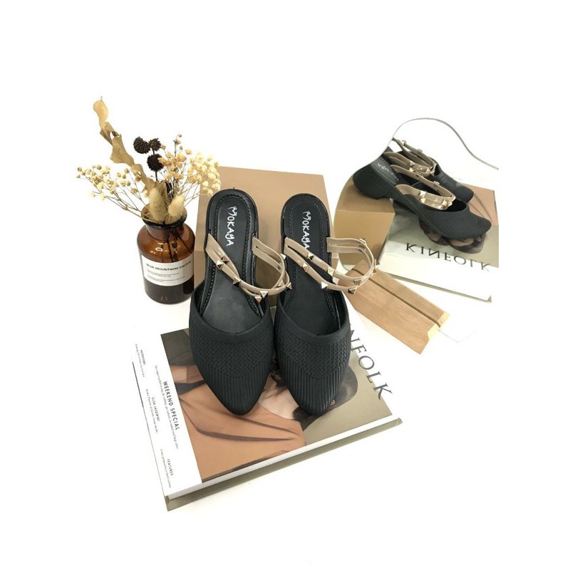 Sandal Sepatu Wanita Let Valentino Import Mokaya 559 atau Bekro 559 BEST SELLER-Hitam
