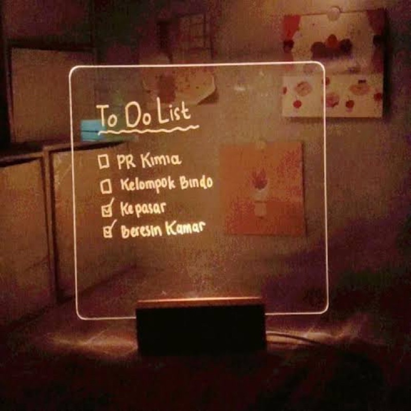 ACRYLIC NOTE BOARD MESSAGE WITH LED STAND |  BOARD PLANNER SCHEDULE | TO DO LIST ACRYLIC | ACRYLIC P