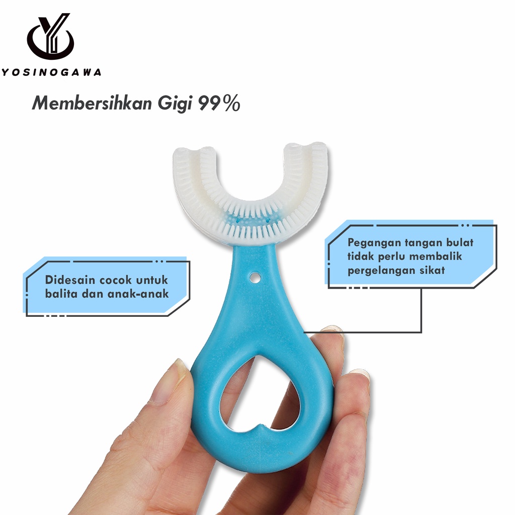 Sikat Gigi Bayi Import-Toothbrush Baby Silicon 360° Type U/ Sikat Gigi Anak Tipe U Bahan Silikon-YOSINOGAWA