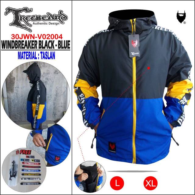 Jaket treebars windbreakker black - blue / blue - black