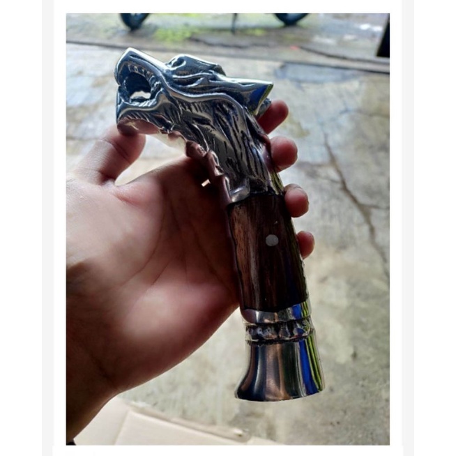 HANDLE GOLOK / GAGANG GOLOK ALUMINIUM COR MOTIF NAGA DAN MACAN