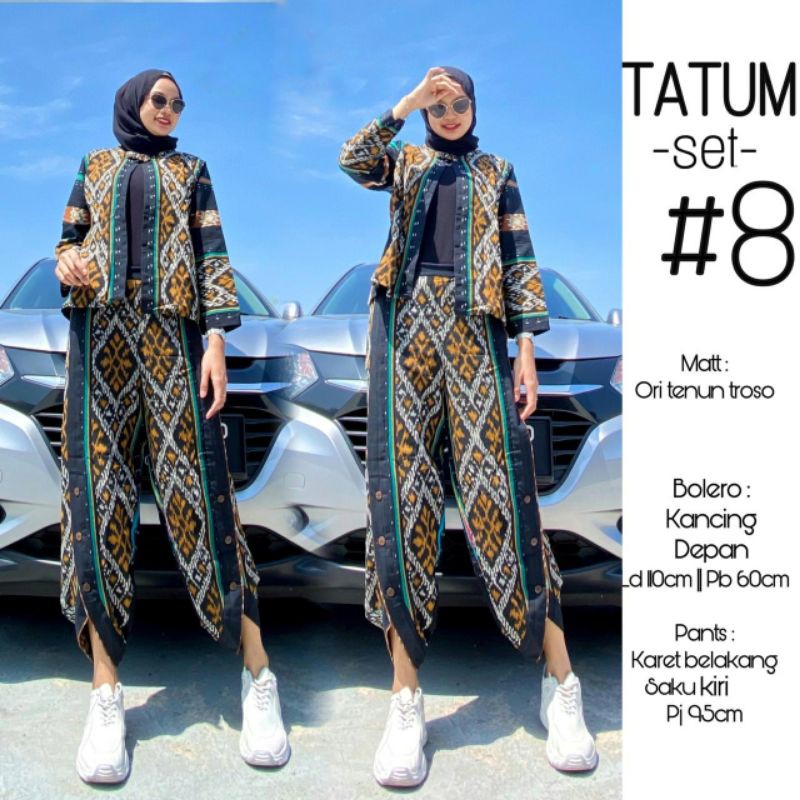 Setelan Bolero &amp; Celana Tenun Troso Asli Jepara | Set Tatum Tenun