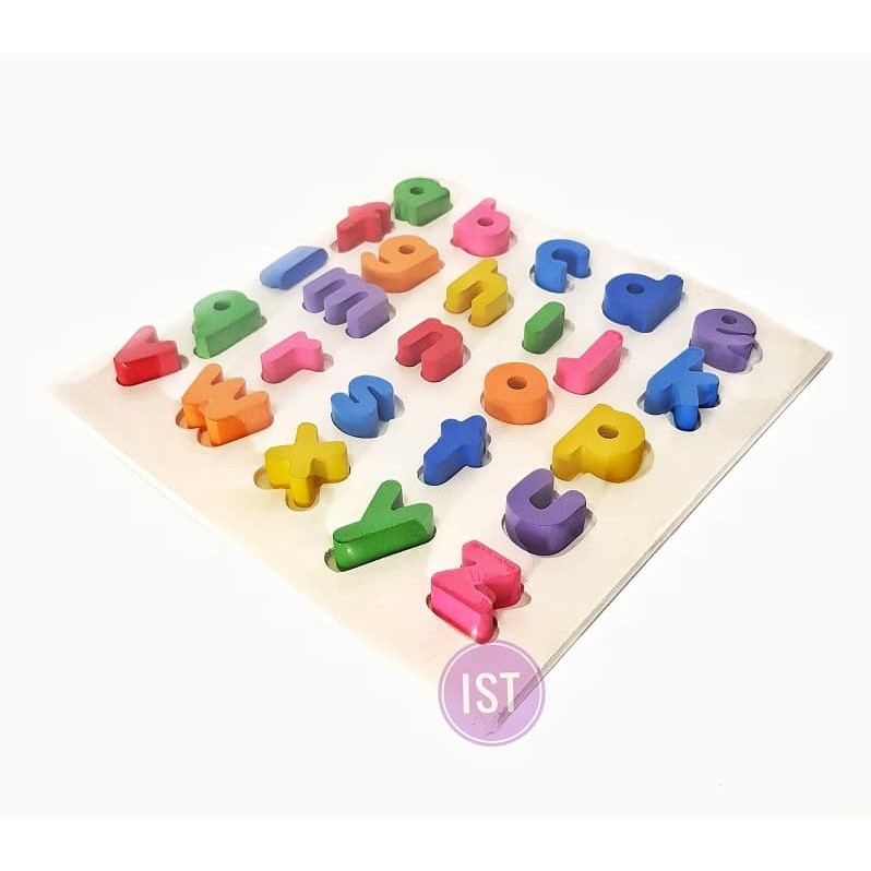 Puzzle Papan Kayu Futoi Abjad Huruf Kecil Timbul mainan anak kecil dan bayi aman berkualitas hobi k