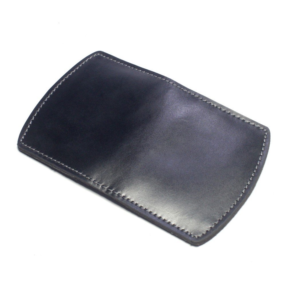 dompet kartu kulit asli model lipat lengkung warna hitam - PHWL857