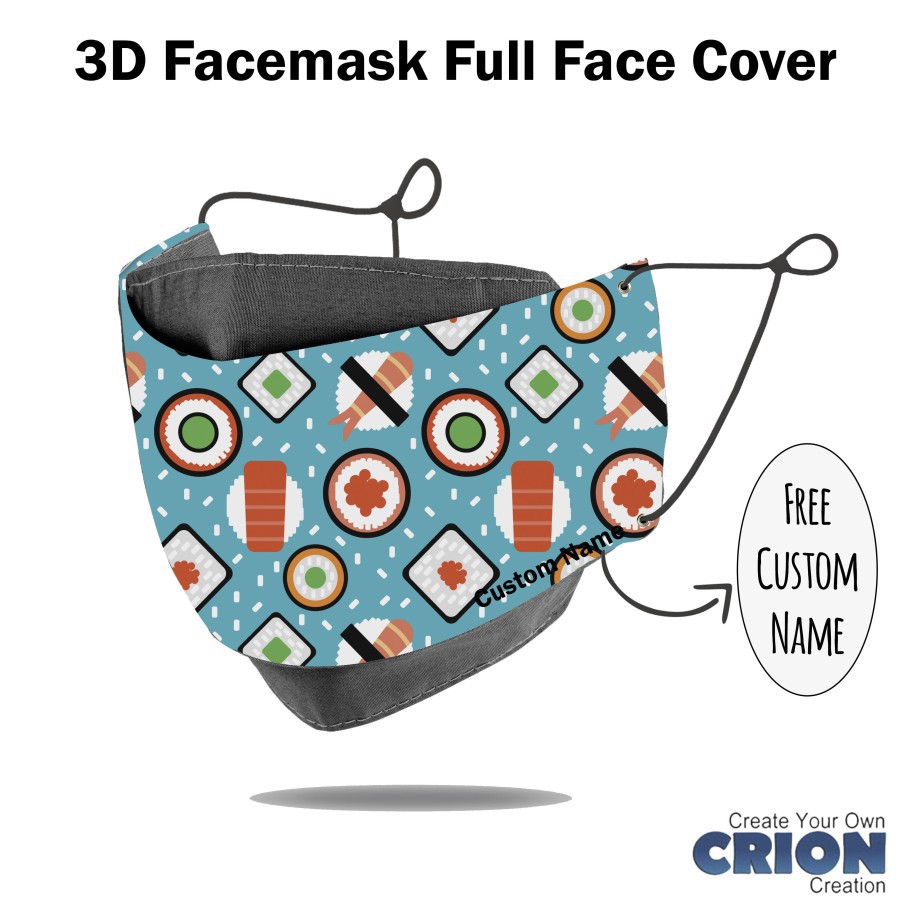 Crion - Masker 3d Full Face Cover Japan sushi series - antibacterial