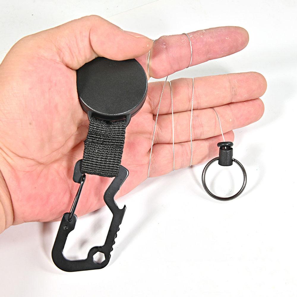 NICKOLAS1 Badge Reel Recoil Belt Logam Tarik Ditarik Perlengkapan Kantor Carabiner Gantungan Kunci Klip