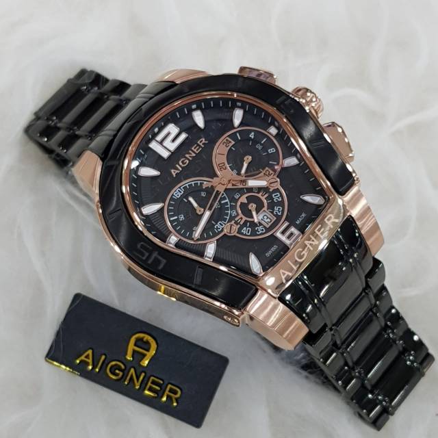 Jam Tangan Pria Aigner Palermo Original Stainless Steel 45mm