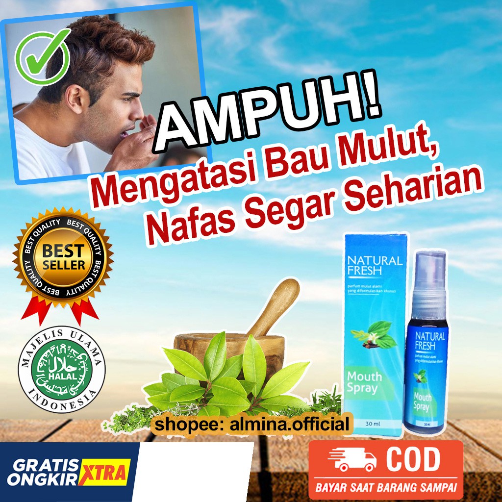 PENGHARUM MULUT NATURAL FRESH - MOUTH SPRAY PARFUM BAU MULUT, NAFAS BAU MULUT BPOM ORIGINAL AMPUH