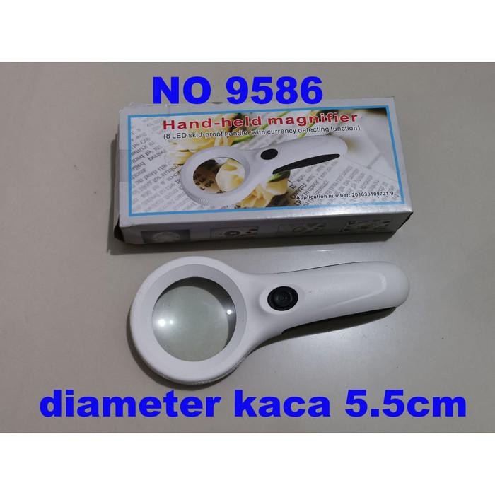 

Kaca pembesar 9586 diameter 5.5cm dengan lampu 8 LED + Money Detector