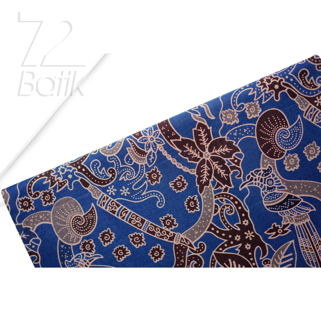 KAIN BATIK PREMIUM Bahan Katun Motif Burung Asmat Warna Biru 721760 Cap 72 Jarik Jarit Samping Kebat Panjang Batik Katun Modern Premium Bahan Seragam Batik Pernikahan Kantor Keluarga Murah Kamen Jadi Batik Bali Lembaran