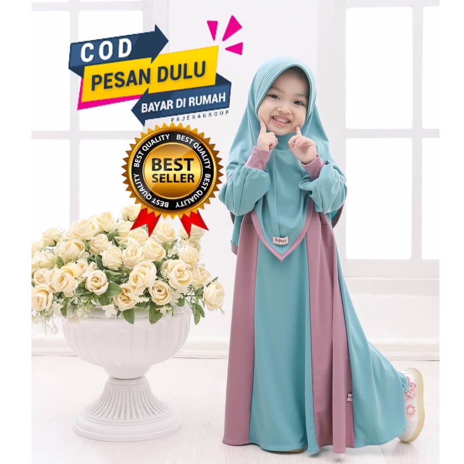 Gamis Anak Muslim Zahra gamis set hijab usia 9-12 tahun